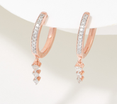 Accents by Affinity Rose-Clad Sterling Silver Dangle Huggie Hoops